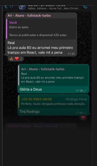 Depoimentos de alunos do Curso Full Stack Turbo.