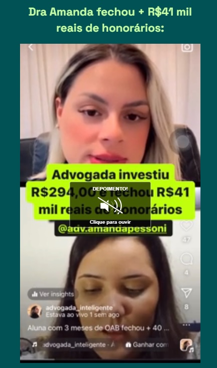 Aluna que fez 41 mil de honorários com 294 reais investidos em anúncios.