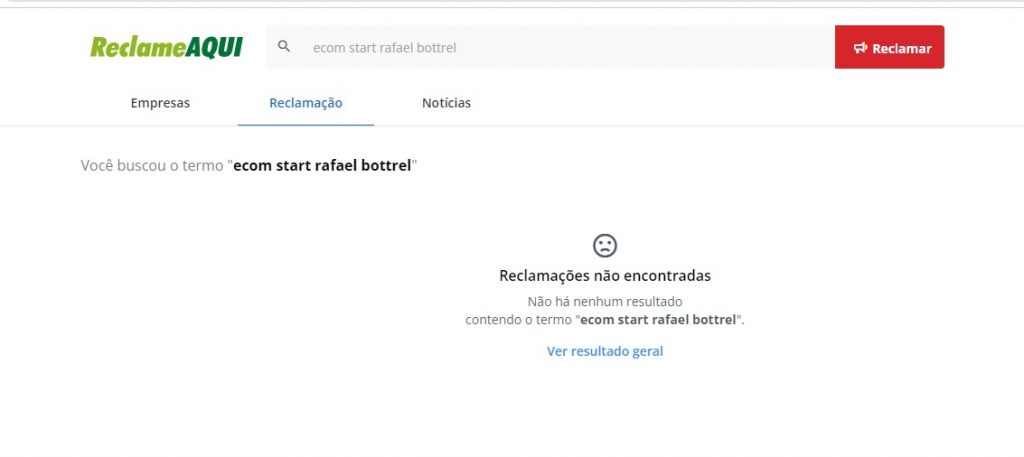 Reclame Aqui do Ecom Start.