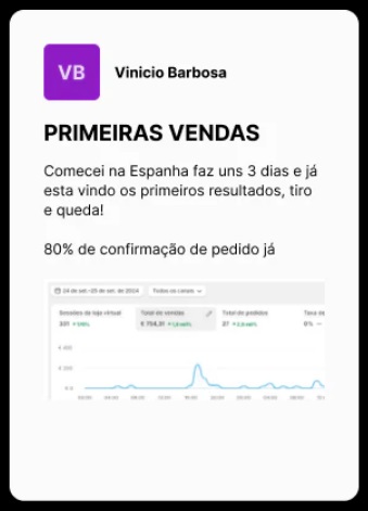 Depoimentos de alunos do Curso Contra Entrega Do Zero Aos 10K Europa.