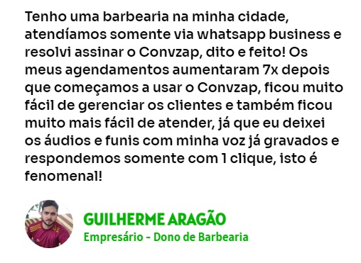 Depoimentos de clientes do Convzap.