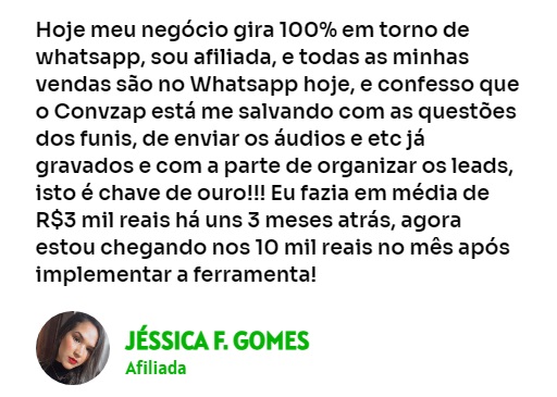 Depoimentos de clientes do Convzap.