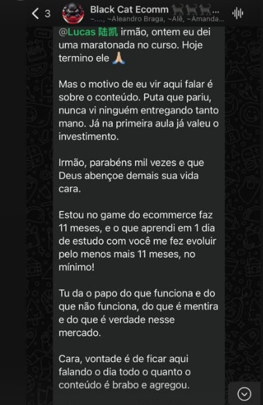 Depoimento de aluno do Método BlackCat.