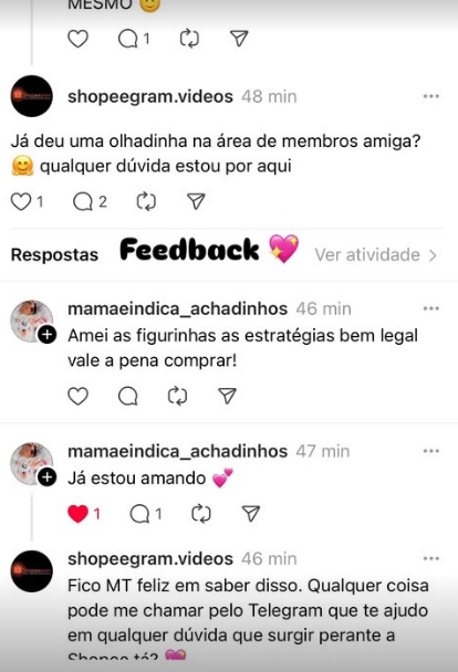 Depoimentos sobre o ShopeeGram.