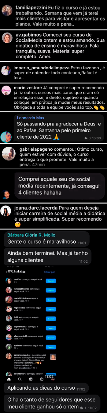 Depoimentos sobre o Curso Social Media Profissional.