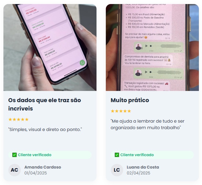 Depoimentos de clientes.