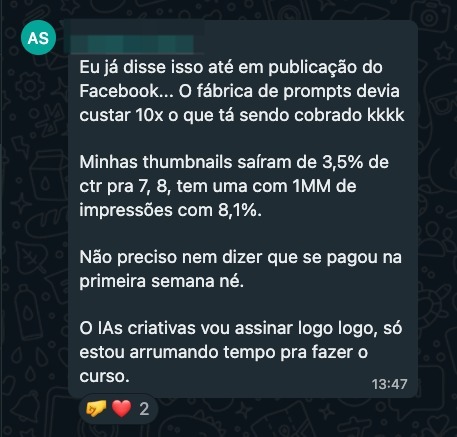 Depoimento de aluno Fábrica De Prompt.