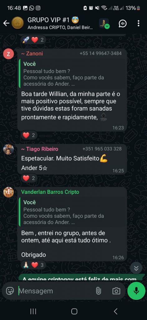 Depoimentos sobre o Criptogov.
