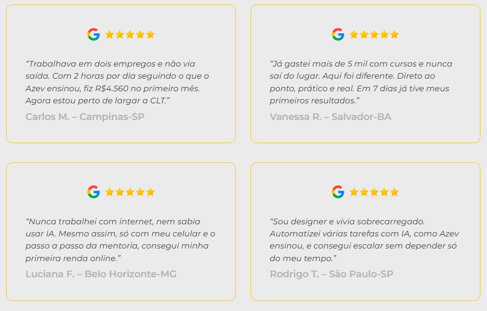 Depoimentos sobre a Mentoria.